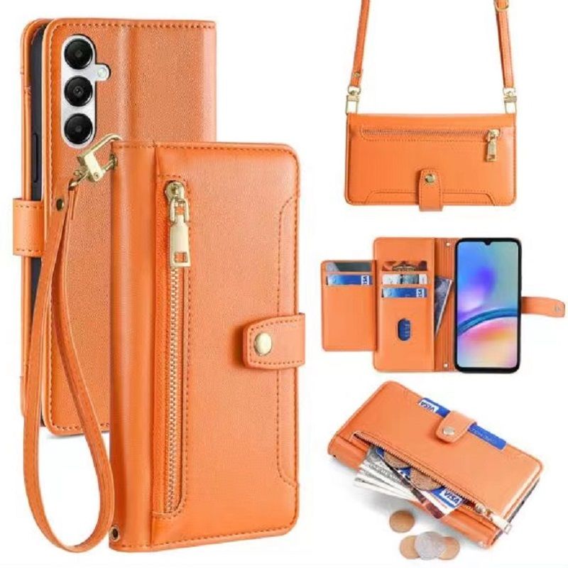 Fashion Leather Lanyard Phone Case Flip Cover For Samsung Galaxy S25 edge S25 S24 Plus S24 FE S23 Ultra S23 FE S23 Plus, Shockproof Protection Stand Holder Magnetic PU Leather Case
