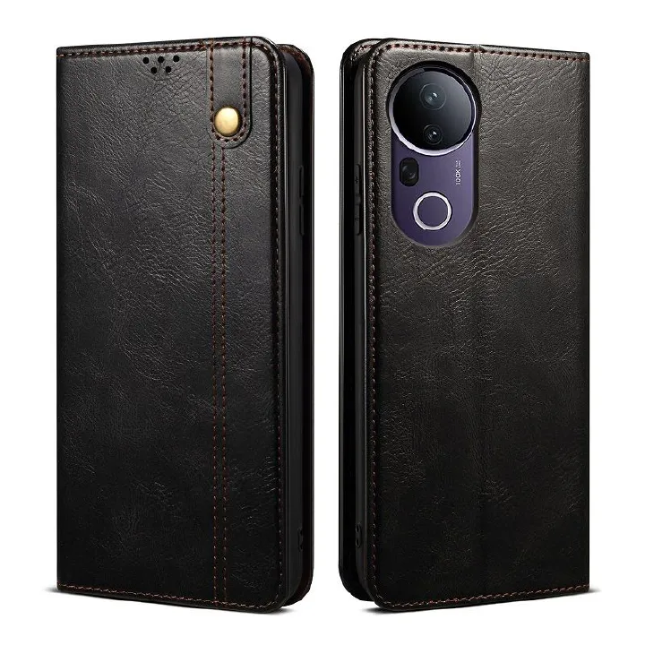 Leather Phone Case Flip Cover for Vivo V50 V40 Lite V40 Pro V30 Pro V29 V27 Pro Oil Wax Pattern Leather Case Stand Magnetic PU Leather Case