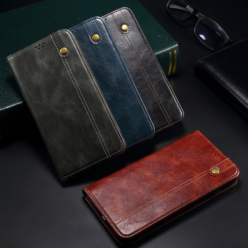Leather Phone Case Flip Cover for Vivo V50 V40 Lite V40 Pro V30 Pro V29 V27 Pro Oil Wax Pattern Leather Case Stand Magnetic PU Leather Case