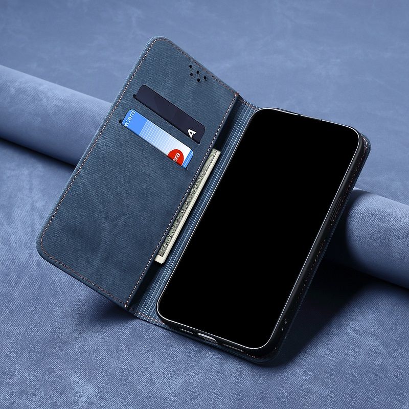 Denim Leather Phone Case Flip Cover for Vivo V50 V40 Lite V40 Pro V30 Pro V29 V27 Pro Denim Pattern Leather Case Shockproof Wallet Card Slot Magnetic PU Leather Cover