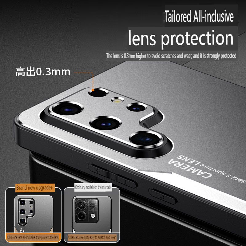 Phone Case for Samsung Galaxy S25 edge S25 S24 FE S23 Plus Note 20 Ultra 10 Plus 9 S22 Ultra S21 Plus S20 FE Luxury Metal Frosted Camera Protector Cover Soft TPU Bumper Hard Back