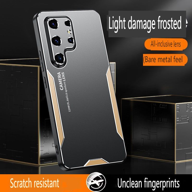 Phone Case for Samsung Galaxy S25 edge S25 S24 FE S23 Plus Note 20 Ultra 10 Plus 9 S22 Ultra S21 Plus S20 FE Luxury Metal Frosted Camera Protector Cover Soft TPU Bumper Hard Back