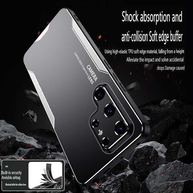 Phone Case for Samsung Galaxy S25 edge S25 S24 FE S23 Plus Note 20 Ultra 10 Plus 9 S22 Ultra S21 Plus S20 FE Luxury Metal Frosted Camera Protector Cover Soft TPU Bumper Hard Back
