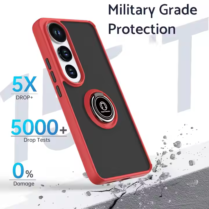 Case for Vivo V50 V50 Lite V40 Shockproof Full Cover Transparent Matte TPU PC Phone Case with Ring Holder