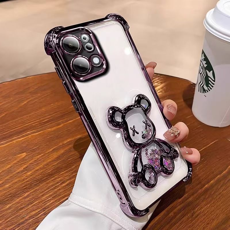 Luxury Plating Shockproof Magnetic Bracket Clear Phone Case for OPPO Reno 14F 14 Pro 13 13F 12F 11F 12 11 10 9 8 8T 7 6 Pro With Holder Stand Cover