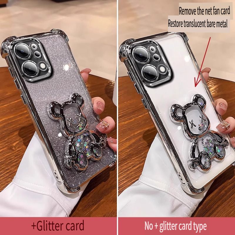 Luxury Plating Shockproof Magnetic Bracket Clear Phone Case for OPPO Reno 14F 14 Pro 13 13F 12F 11F 12 11 10 9 8 8T 7 6 Pro With Holder Stand Cover