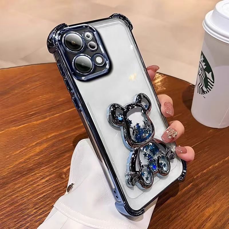 Luxury Plating Shockproof Magnetic Bracket Clear Phone Case for OPPO Reno 14F 14 Pro 13 13F 12F 11F 12 11 10 9 8 8T 7 6 Pro With Holder Stand Cover
