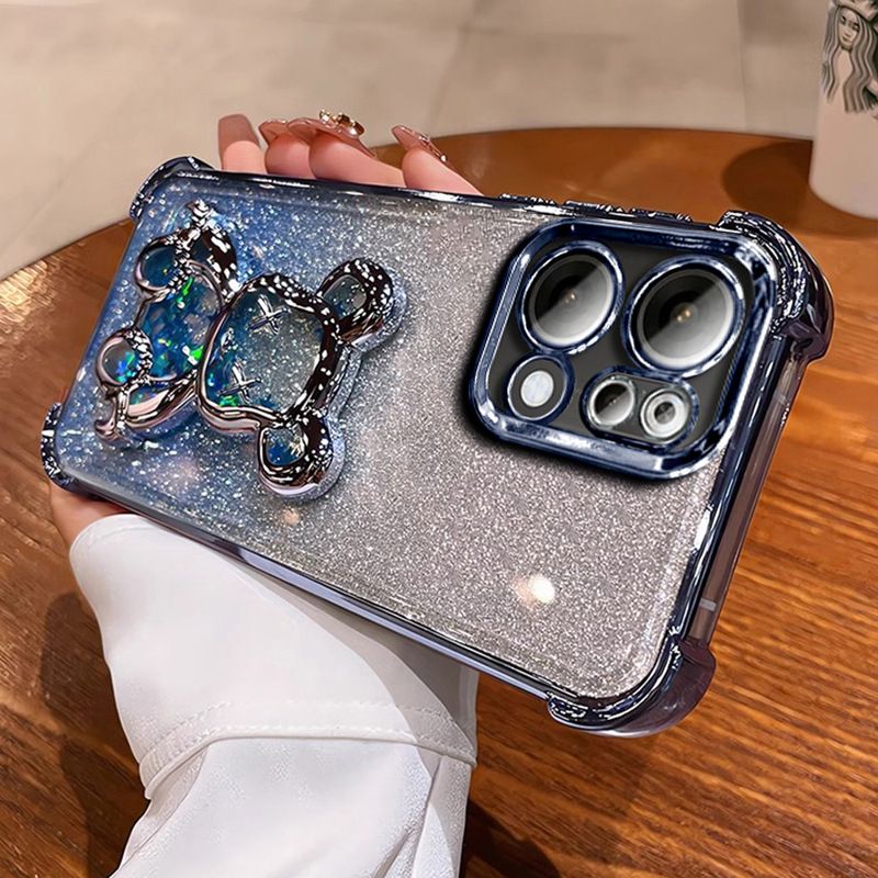 Luxury Plating Shockproof Magnetic Bracket Clear Phone Case for OPPO Reno 14F 14 Pro 13 13F 12F 11F 12 11 10 9 8 8T 7 6 Pro With Holder Stand Cover