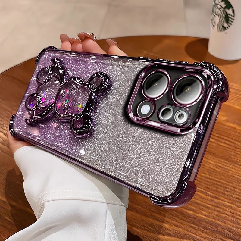 Luxury Plating Shockproof Magnetic Bracket Clear Phone Case for OPPO Reno 14F 14 Pro 13 13F 12F 11F 12 11 10 9 8 8T 7 6 Pro With Holder Stand Cover