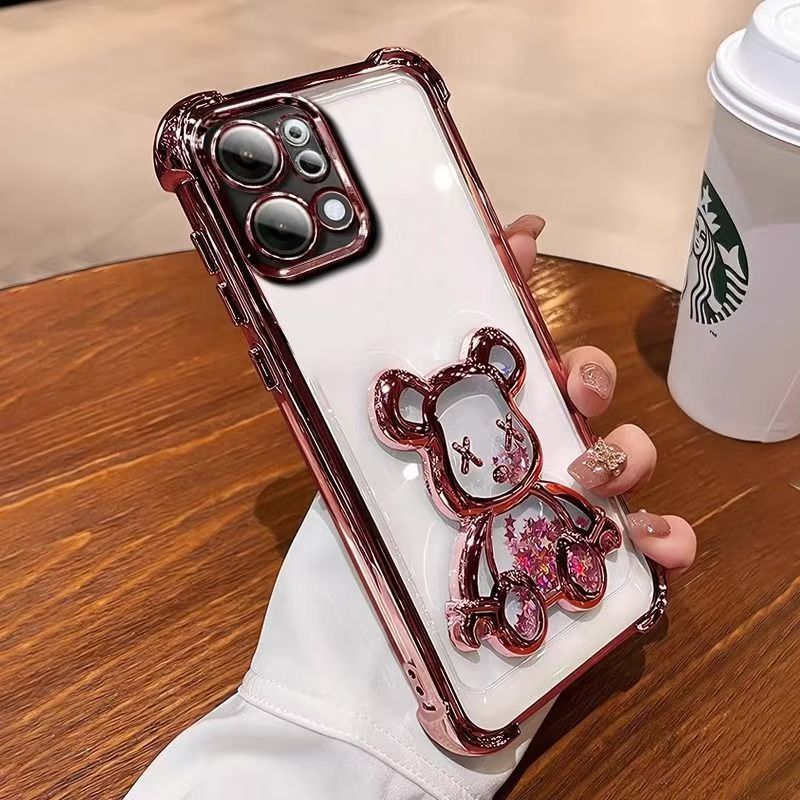 Luxury Plating Shockproof Magnetic Bracket Clear Phone Case for OPPO Reno 14F 14 Pro 13 13F 12F 11F 12 11 10 9 8 8T 7 6 Pro With Holder Stand Cover