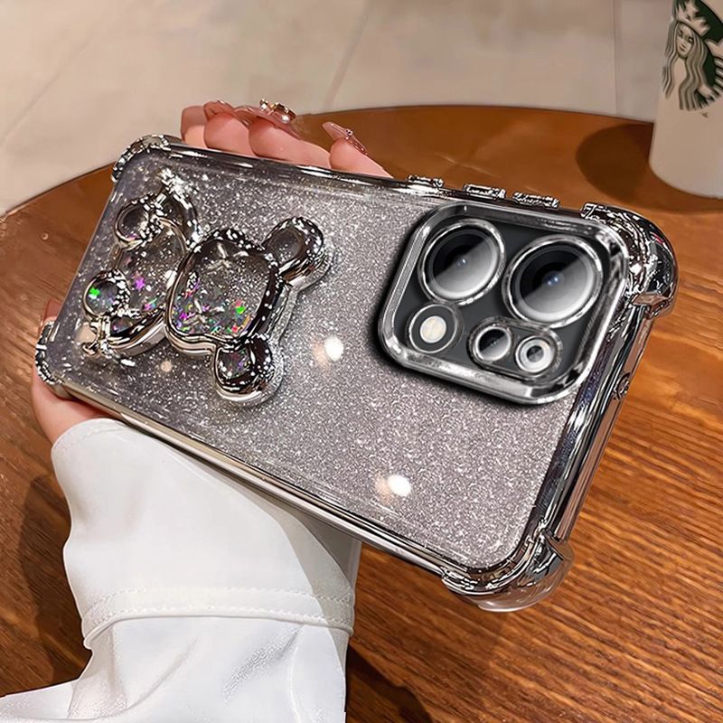 Luxury Plating Shockproof Magnetic Bracket Clear Phone Case for OPPO Reno 14F 14 Pro 13 13F 12F 11F 12 11 10 9 8 8T 7 6 Pro With Holder Stand Cover