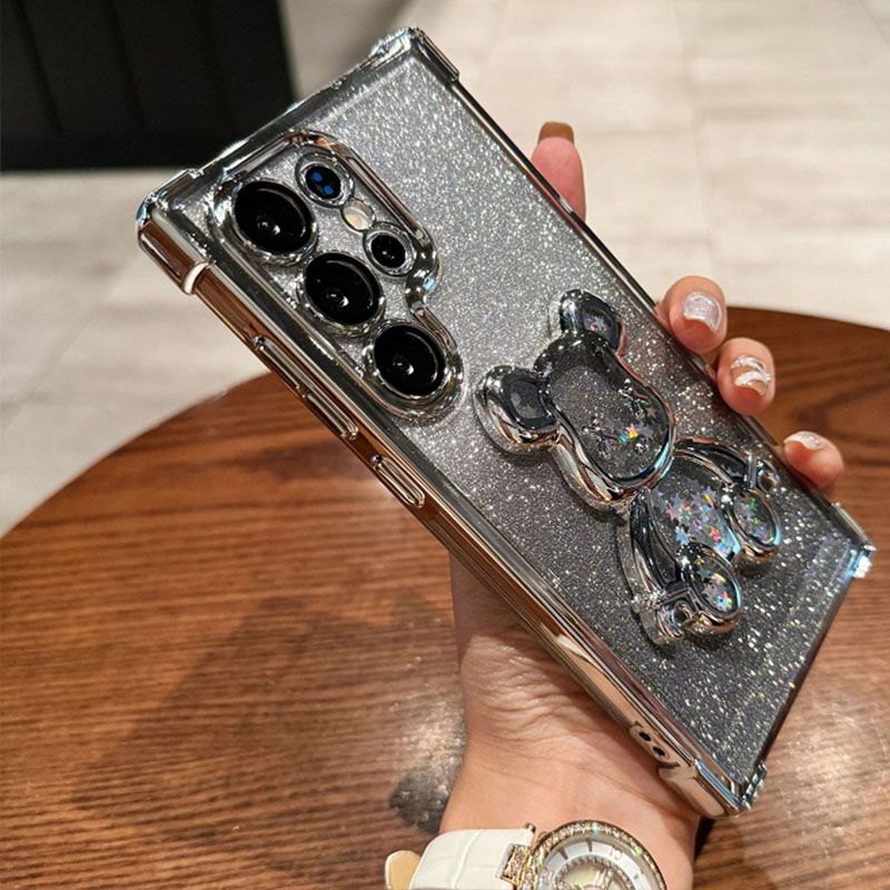 Luxury Plating Shockproof Magnetic Bracket Clear Phone Case for Samsung A54 A36 A26 A16 A06 A55 A35 A25 A15 A05s A05 A54 A34 A24 A14 S25 S24 S23 FE S22 Plus S21 Note 20 Ultra With Holder Stand Cover