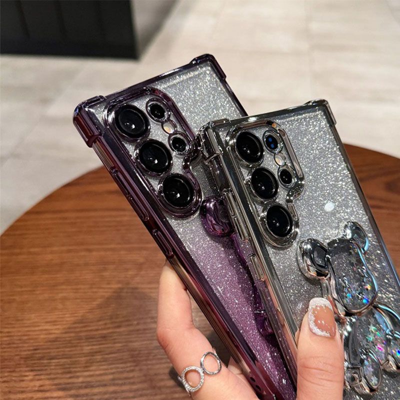 Luxury Plating Shockproof Magnetic Bracket Clear Phone Case for Samsung A54 A36 A26 A16 A06 A55 A35 A25 A15 A05s A05 A54 A34 A24 A14 S25 S24 S23 FE S22 Plus S21 Note 20 Ultra With Holder Stand Cover
