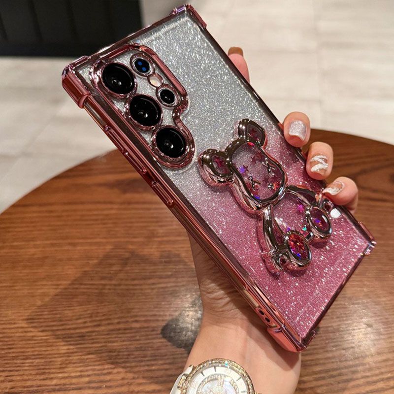 Luxury Plating Shockproof Magnetic Bracket Clear Phone Case for Samsung A54 A36 A26 A16 A06 A55 A35 A25 A15 A05s A05 A54 A34 A24 A14 S25 S24 S23 FE S22 Plus S21 Note 20 Ultra With Holder Stand Cover