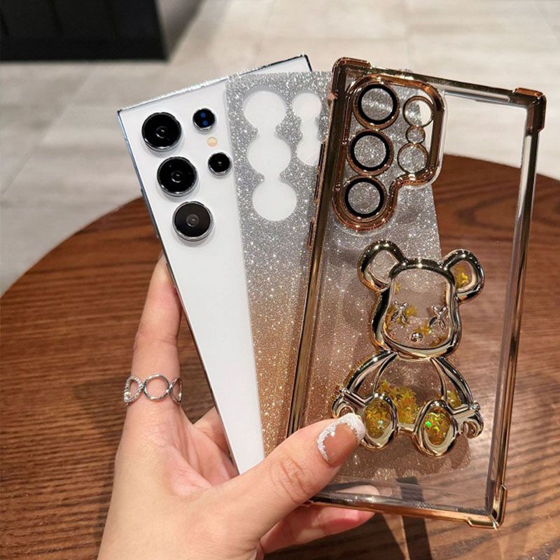 Luxury Plating Shockproof Magnetic Bracket Clear Phone Case for Samsung A54 A36 A26 A16 A06 A55 A35 A25 A15 A05s A05 A54 A34 A24 A14 S25 S24 S23 FE S22 Plus S21 Note 20 Ultra With Holder Stand Cover