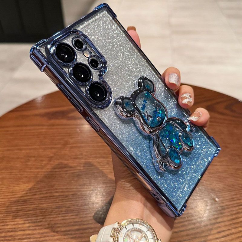 Luxury Plating Shockproof Magnetic Bracket Clear Phone Case for Samsung A54 A36 A26 A16 A06 A55 A35 A25 A15 A05s A05 A54 A34 A24 A14 S25 S24 S23 FE S22 Plus S21 Note 20 Ultra With Holder Stand Cover