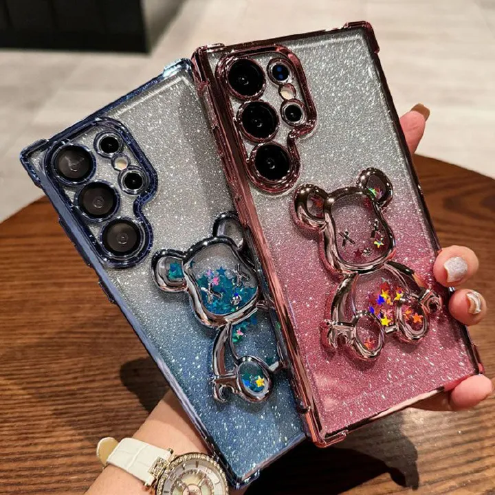 Luxury Plating Shockproof Magnetic Bracket Clear Phone Case for Samsung A54 A36 A26 A16 A06 A55 A35 A25 A15 A05s A05 A54 A34 A24 A14 S25 S24 S23 FE S22 Plus S21 Note 20 Ultra With Holder Stand Cover