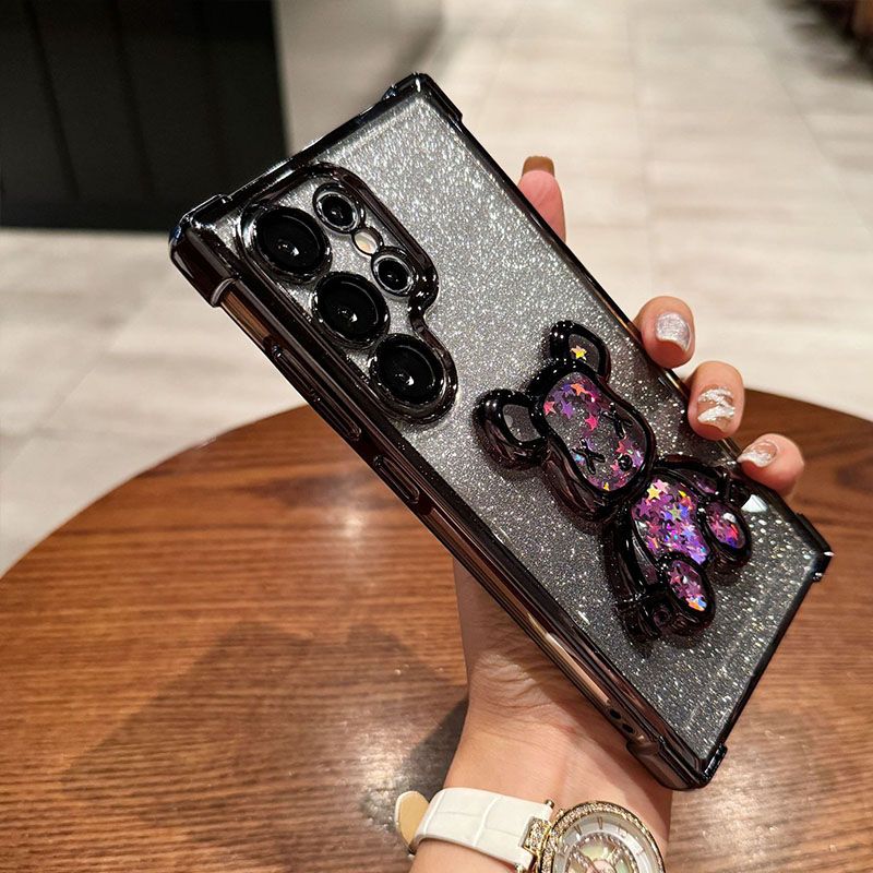 Luxury Plating Shockproof Magnetic Bracket Clear Phone Case for Samsung A54 A36 A26 A16 A06 A55 A35 A25 A15 A05s A05 A54 A34 A24 A14 S25 S24 S23 FE S22 Plus S21 Note 20 Ultra With Holder Stand Cover