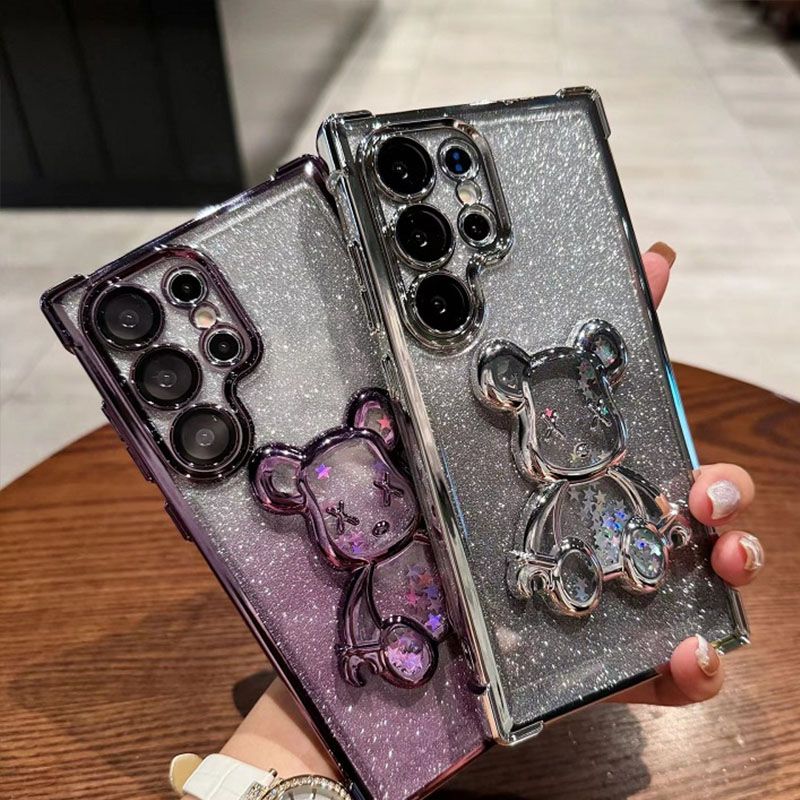 Luxury Plating Shockproof Magnetic Bracket Clear Phone Case for Samsung A54 A36 A26 A16 A06 A55 A35 A25 A15 A05s A05 A54 A34 A24 A14 S25 S24 S23 FE S22 Plus S21 Note 20 Ultra With Holder Stand Cover