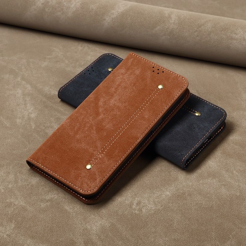 Denim Pattern Leather Phone Case Flip Cover for Samsung Galaxy S25 Ultra S25 edge S24 S23 FE S22 Plus S21 S20 Note 20 Ultra Leather Case Shockproof Wallet Card Slot Magnetic PU Leather Cover