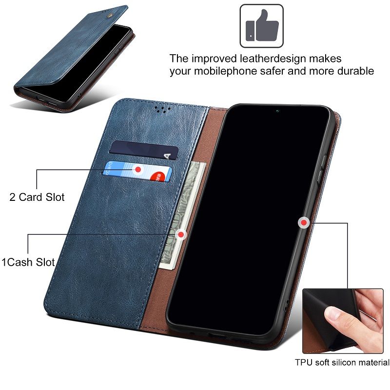Oil Wax Pattern Leather Phone Case Flip Cover for Google Pixel 9a 9 Pro XL 8a 8 Pro 7 Pro 7a 6 Pro 6a  Shockproof Protection Stand Holder Magnetic PU Leather Case