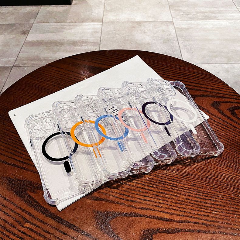 Colorful Magnetic Ring Designer Transparent Phone case for iPhone 16 Pro Max 15 Pro 14 Plus 13 12 Pro 11 Pro Max Shockproof clear Back Cover