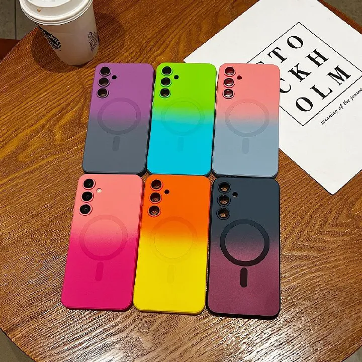 Gradient Rainbow Magnetic Case for Samsung Galaxy A57 A37 A17 A07 A56 A36 A26 A16 A06 A55 A35 A25 A15 A05s A05 A54A34 A24 A14 Shockproof Silicone TPU Soft Cell Phone Case Cover
