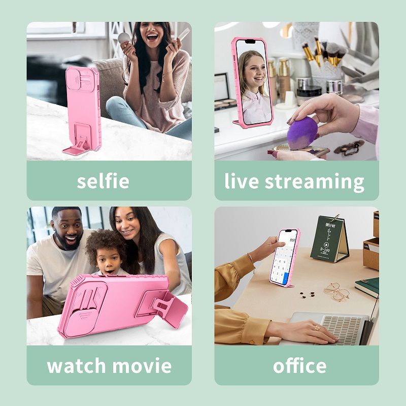 Luxury Slide Camera Lens Case For Samsung Galaxy S25 Edge S25 Ultra S25 Plus S24 FE S23 Ultra S23 FE S24 Plus Kickstand Shockproof Cover