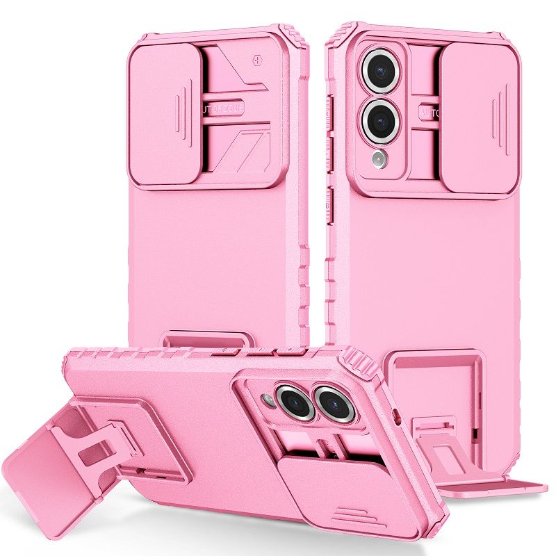 Luxury Slide Camera Lens Case For Samsung Galaxy S25 Edge S25 Ultra S25 Plus S24 FE S23 Ultra S23 FE S24 Plus Kickstand Shockproof Cover