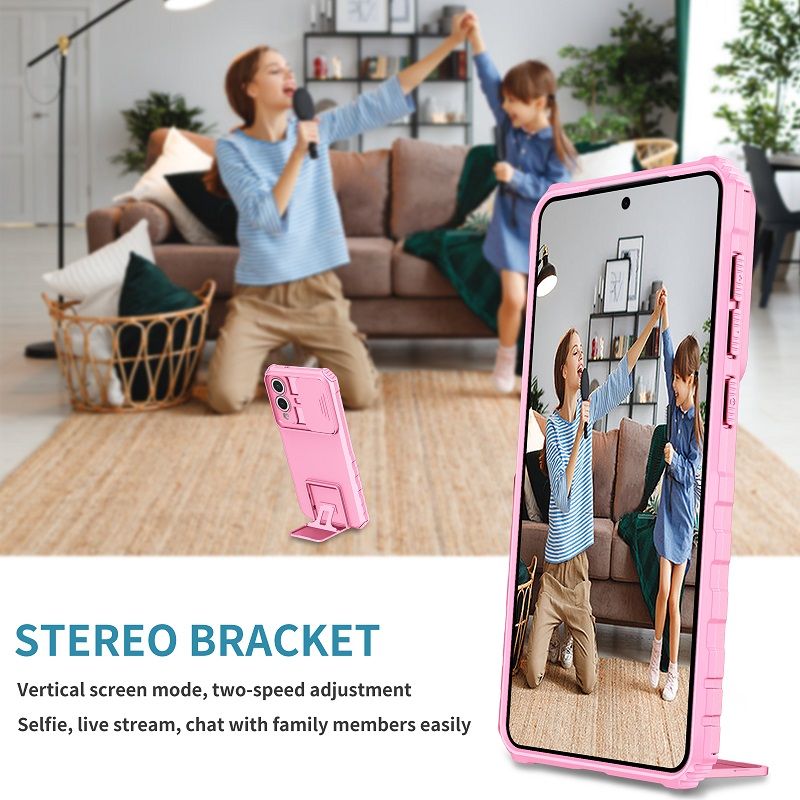 Luxury Slide Camera Lens Case For Samsung Galaxy S25 Edge S25 Ultra S25 Plus S24 FE S23 Ultra S23 FE S24 Plus Kickstand Shockproof Cover