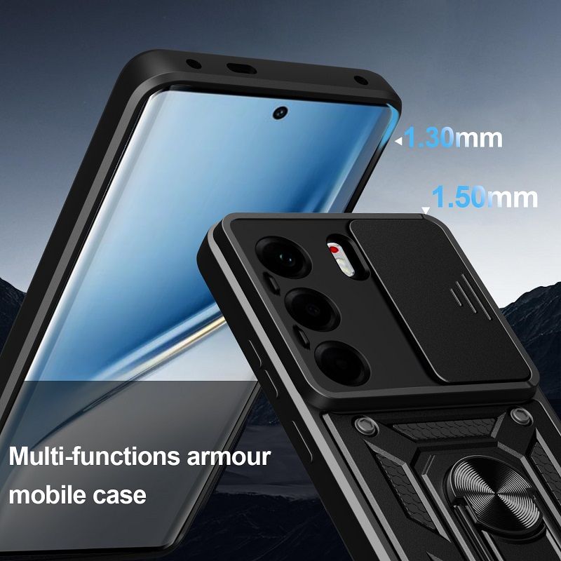 Luxury Slide Camera Lens Cover Case for Tecno Camon 40 Pro Vehicle Mounted Magnetic Kickstand Case