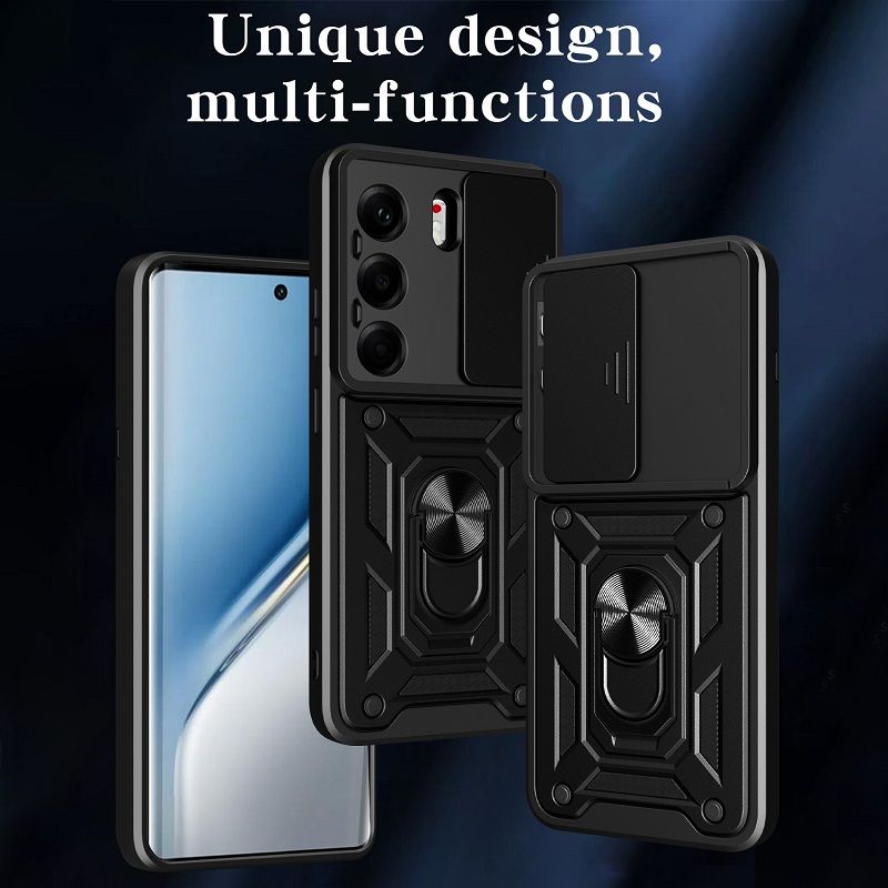Luxury Slide Camera Lens Cover Case for Tecno Camon 40 Pro Vehicle Mounted Magnetic Kickstand Case
