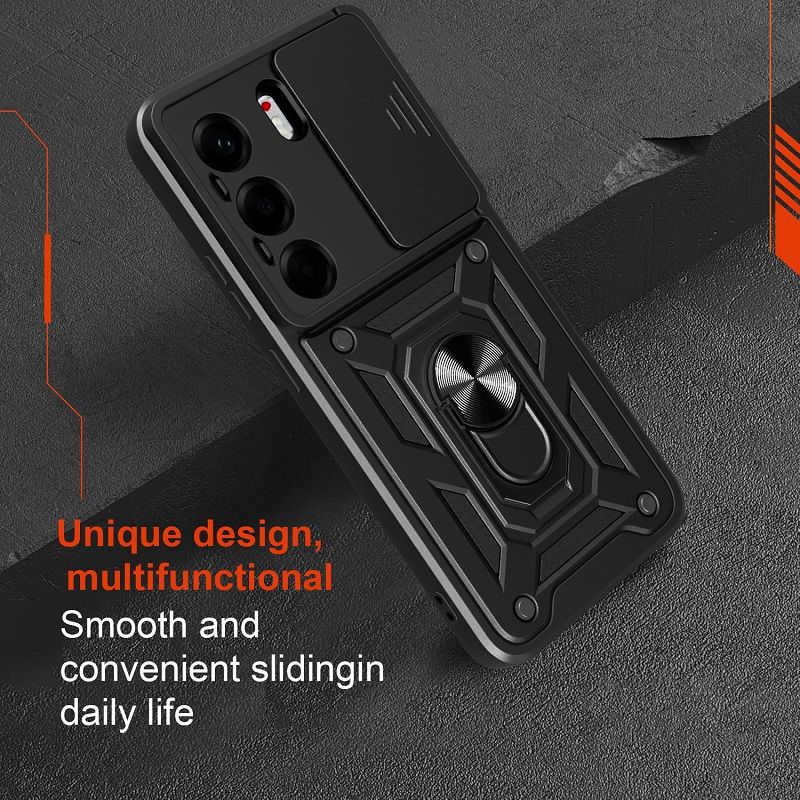 Luxury Slide Camera Lens Cover Case for Tecno Camon 40 Pro Vehicle Mounted Magnetic Kickstand Case