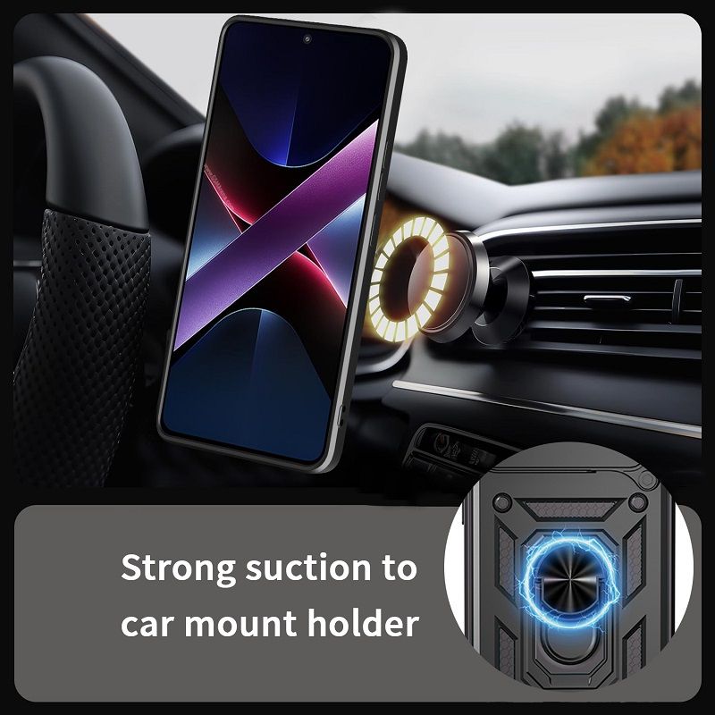 Luxury Slide Camera Lens Cover Case for Tecno Camon 40 4G Vehicle Mounted Magnetic Kickstand Case