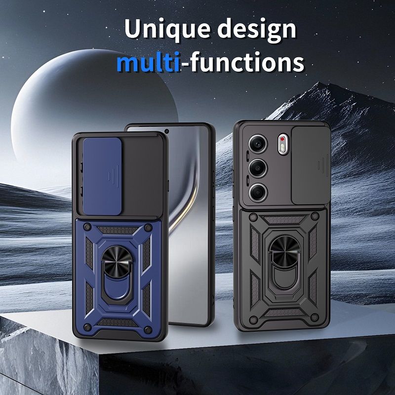 Luxury Slide Camera Lens Cover Case for Tecno Camon 40 4G Vehicle Mounted Magnetic Kickstand Case