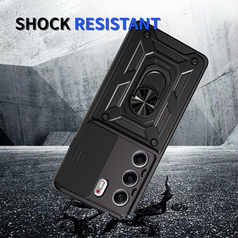 Luxury Slide Camera Lens Cover Case for Tecno Camon 40 4G Vehicle Mounted Magnetic Kickstand Case
