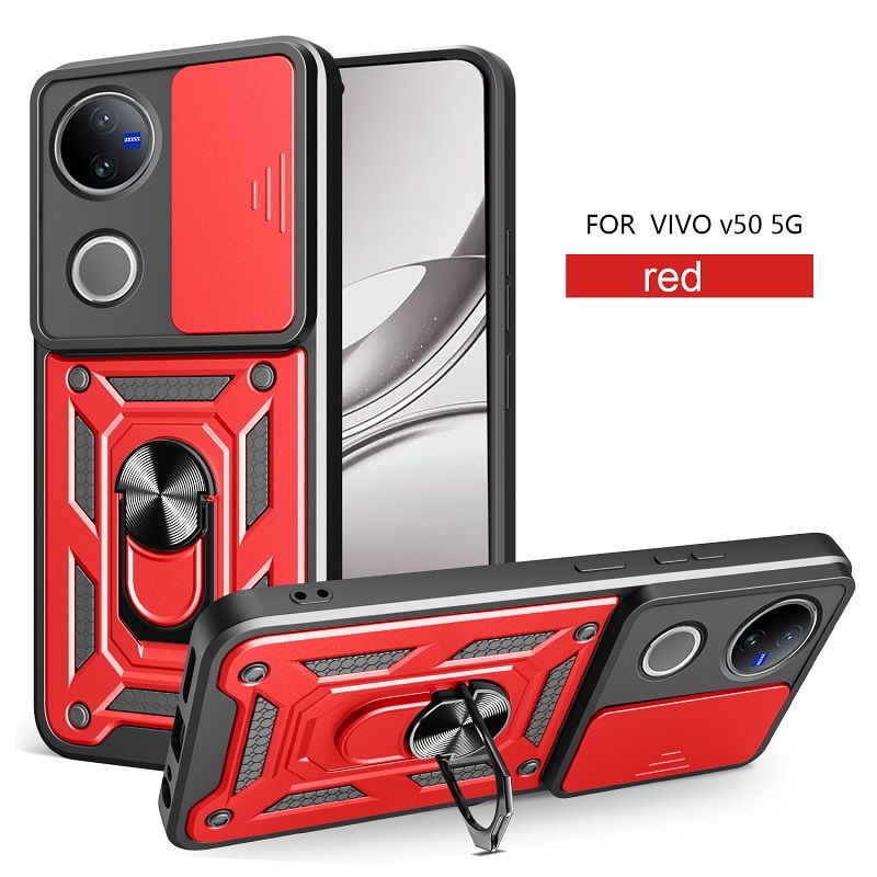 Luxury Slide Camera Lens Cover Case for Vivo V40 Lite V50 V40 V50 Lite V40e V30 Pro V30e V30 Lite V29e V29 V27 Pro V27e Vehicle Mounted Magnetic Kickstand Case