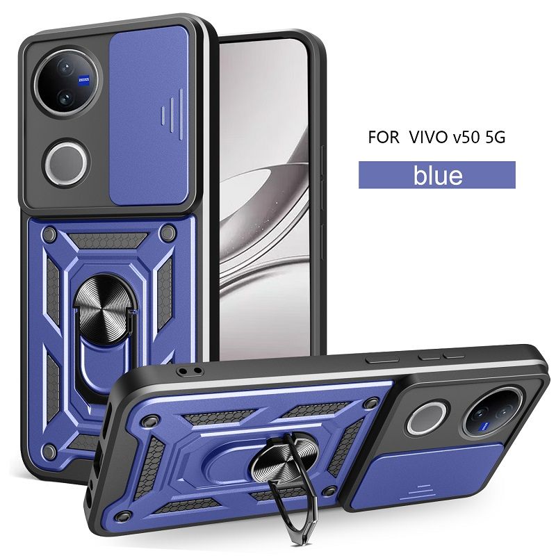 Luxury Slide Camera Lens Cover Case for Vivo V40 Lite V50 V40 V50 Lite V40e V30 Pro V30e V30 Lite V29e V29 V27 Pro V27e Vehicle Mounted Magnetic Kickstand Case