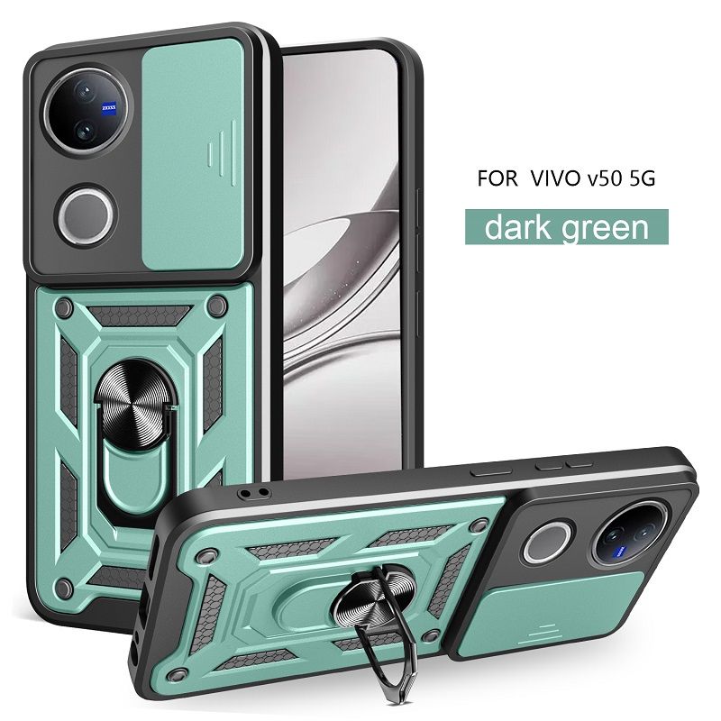 Luxury Slide Camera Lens Cover Case for Vivo V40 Lite V50 V40 V50 Lite V40e V30 Pro V30e V30 Lite V29e V29 V27 Pro V27e Vehicle Mounted Magnetic Kickstand Case