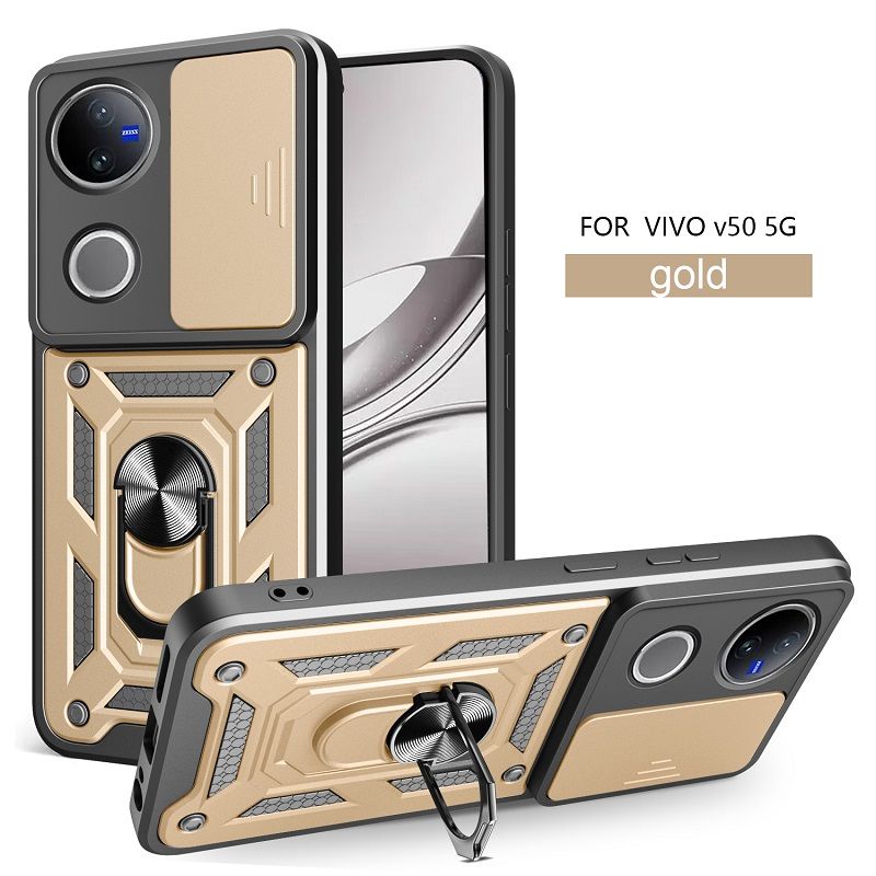 Luxury Slide Camera Lens Cover Case for Vivo V40 Lite V50 V40 V50 Lite V40e V30 Pro V30e V30 Lite V29e V29 V27 Pro V27e Vehicle Mounted Magnetic Kickstand Case