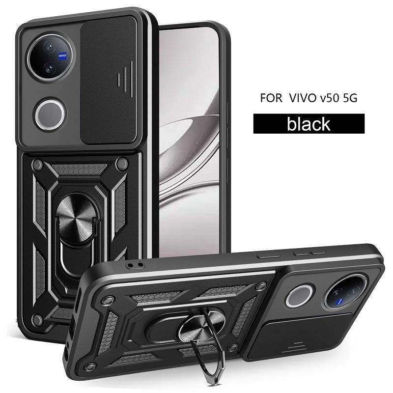 Luxury Slide Camera Lens Cover Case for Vivo V40 Lite V50 V40 V50 Lite V40e V30 Pro V30e V30 Lite V29e V29 V27 Pro V27e Vehicle Mounted Magnetic Kickstand Case