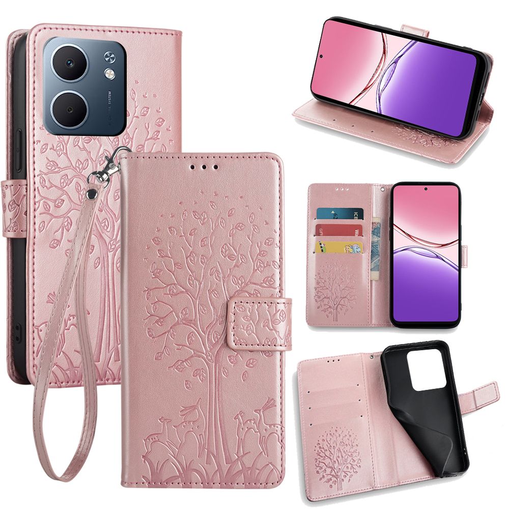 Wallet Leather Flip Cover for OPPO A5x A5 2025 A5 Pro A3x Case Card Slots Magnetic Closure Shockproof Cover with Hand Strap