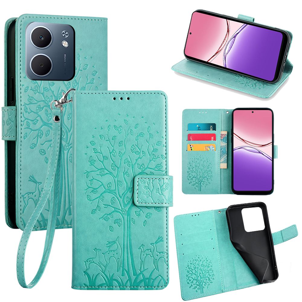 Wallet Leather Flip Cover for OPPO A5x A5 2025 A5 Pro A3x Case Card Slots Magnetic Closure Shockproof Cover with Hand Strap