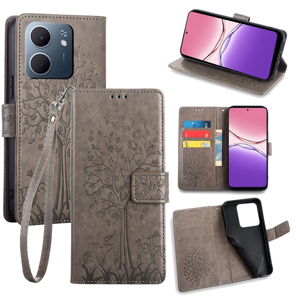 Wallet Leather Flip Cover for OPPO A5x A5 2025 A5 Pro A3x Case Card Slots Magnetic Closure Shockproof Cover with Hand Strap