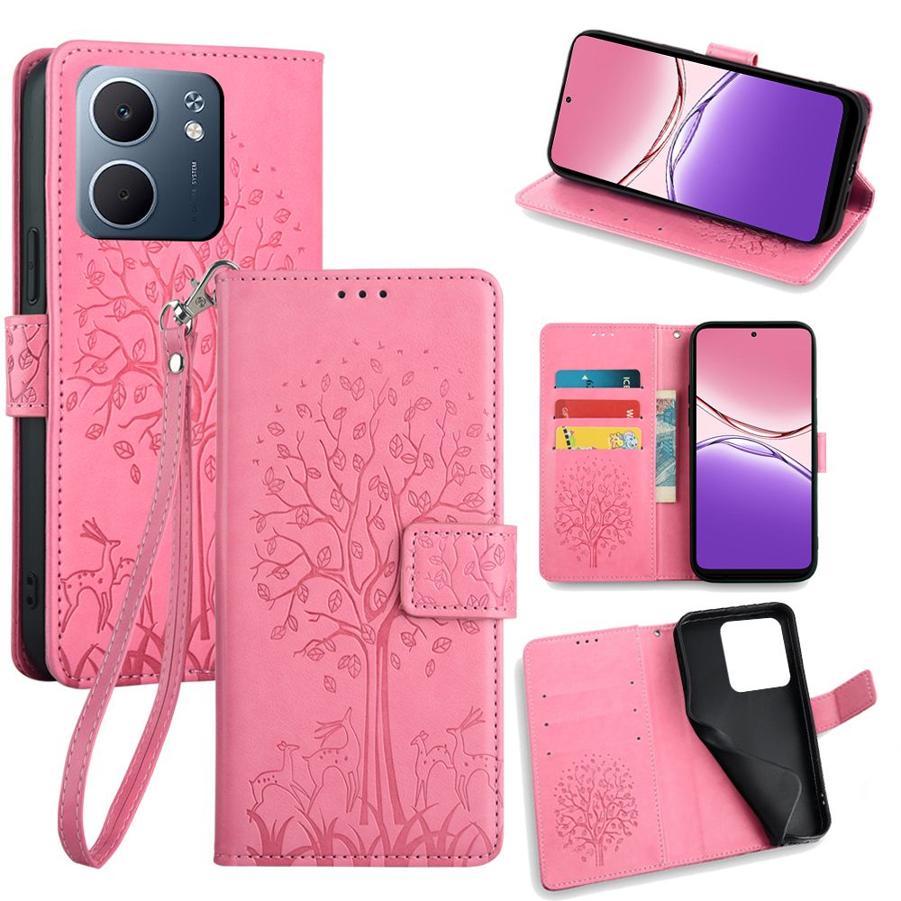 Wallet Leather Flip Cover for OPPO A5x A5 2025 A5 Pro A3x Case Card Slots Magnetic Closure Shockproof Cover with Hand Strap