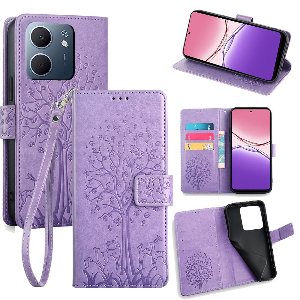 Wallet Leather Flip Cover for OPPO A5x A5 2025 A5 Pro A3x Case Card Slots Magnetic Closure Shockproof Cover with Hand Strap
