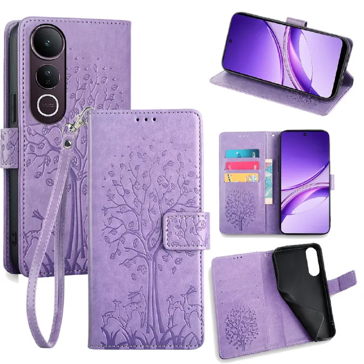 Wallet Leather Cover For Vivo V50 V50 Lite V40 Pro V40 Lite V30 Pro V29 V27 Pro Case Card Slots Magnetic Closure Shockproof Cover with Hand Strap