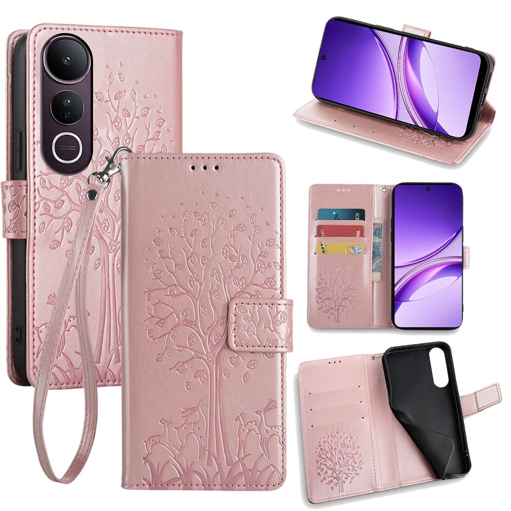 Wallet Leather Cover For Vivo V50 V50 Lite V40 Pro V40 Lite V30 Pro V29 V27 Pro Case Card Slots Magnetic Closure Shockproof Cover with Hand Strap