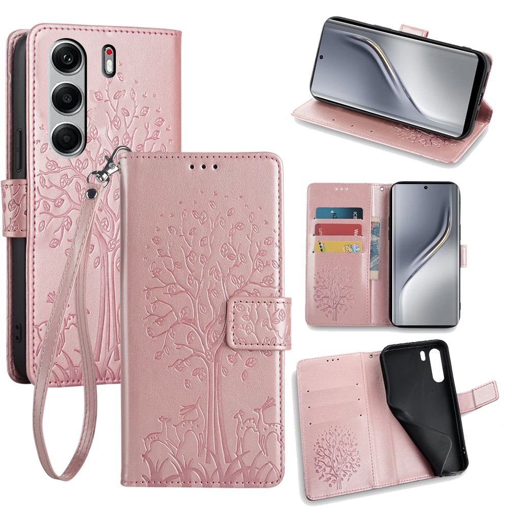 Wallet Leather Flip Cover for Tecno Camon 40 Pro 40 Case Card Slots Magnetic Closure Shockproof Cover with Hand Strap