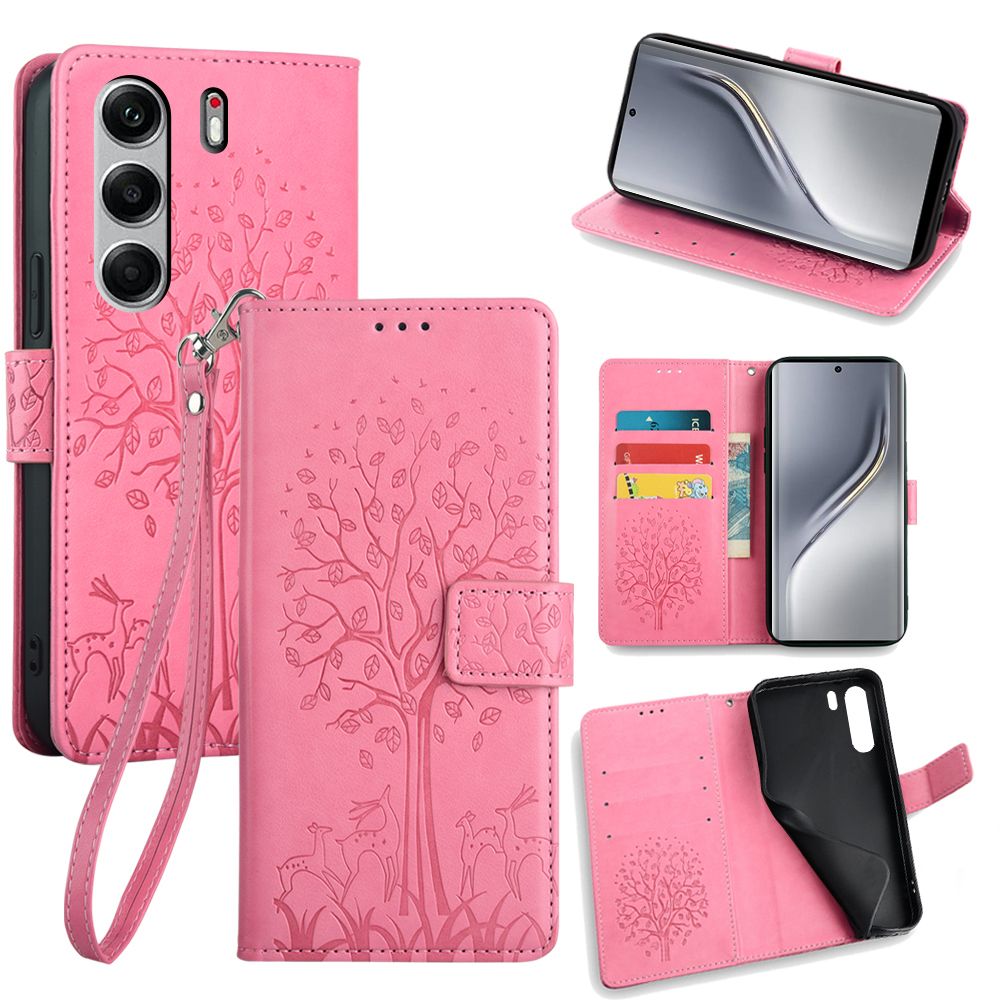 Wallet Leather Flip Cover for Tecno Camon 40 Pro 40 Case Card Slots Magnetic Closure Shockproof Cover with Hand Strap